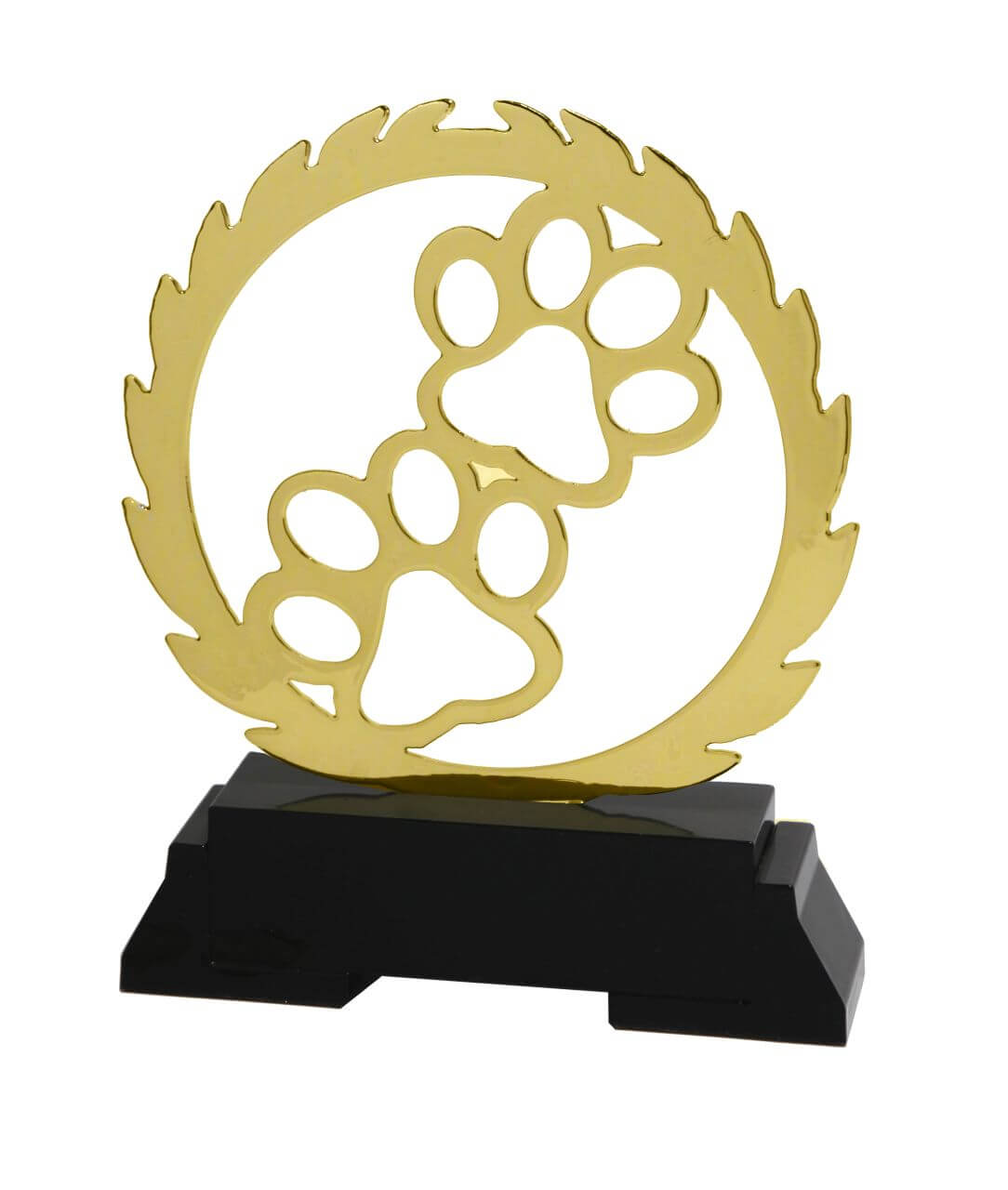 Hundesport-Lasertrophäe zwei Pfoten im Lorbeerkranz, 18,5 cm