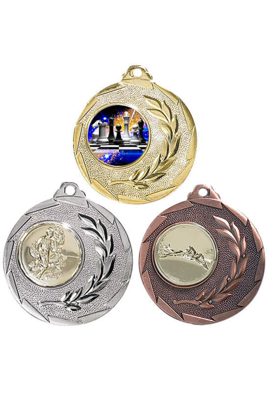 Medaille mit umlaufendem Lorbeerzweig - Farbe: bronze
