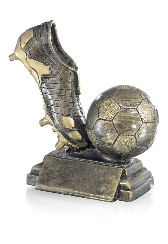 Trophäe Fußballschuh mit Ball 15cm