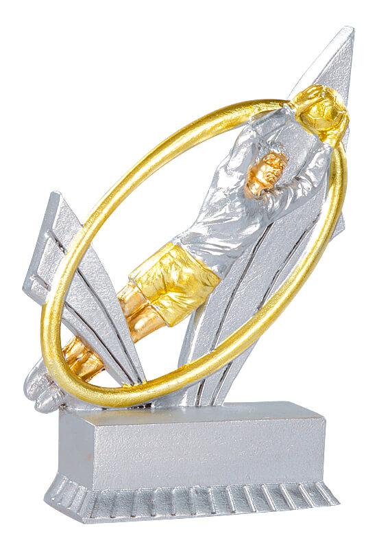 Trophäe Torwart im Flug im Ring 12cm
