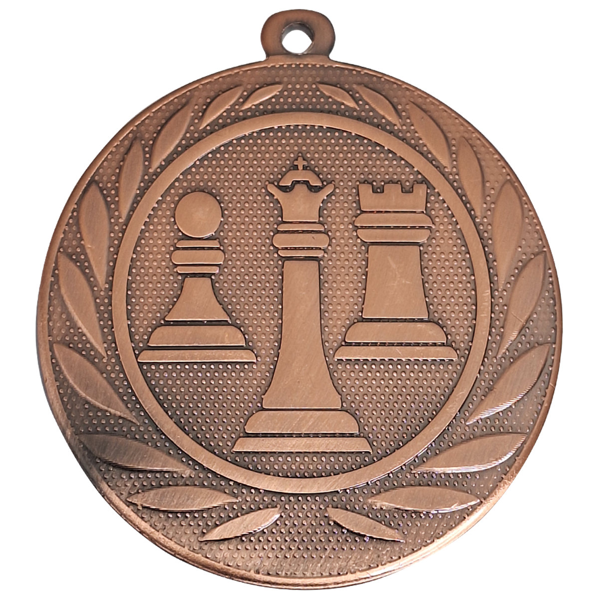 Schach-Medaille drei Figuren, 50 mm - Farbe: Bronze