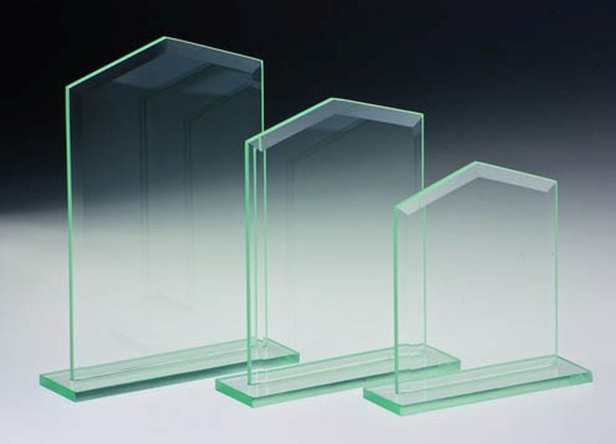 Glastrophäe Glashaus - Größe: 135mm