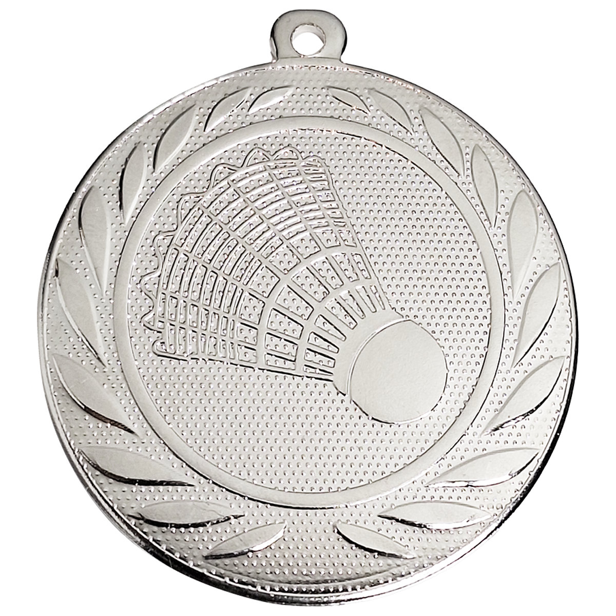 Badminton-Medaille Federball und Schläger, 50 mm - Farbe: Silber