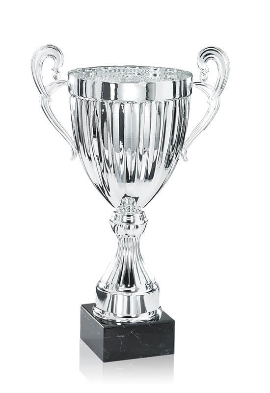Pokal in Silber mit 200mm weiter Schale und Zierring - Höhe: 26cm
