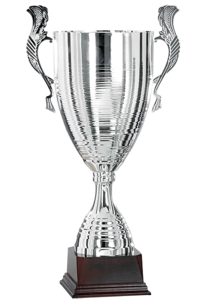Pokal in Silber mit 240mm weiter Schale und Blatthenkeln
