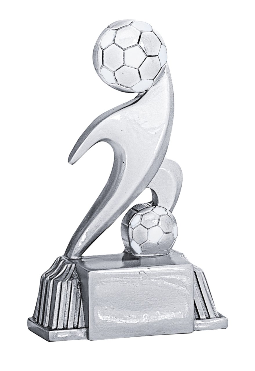 Trophäe Fußball im silbernen Schwung 11cm