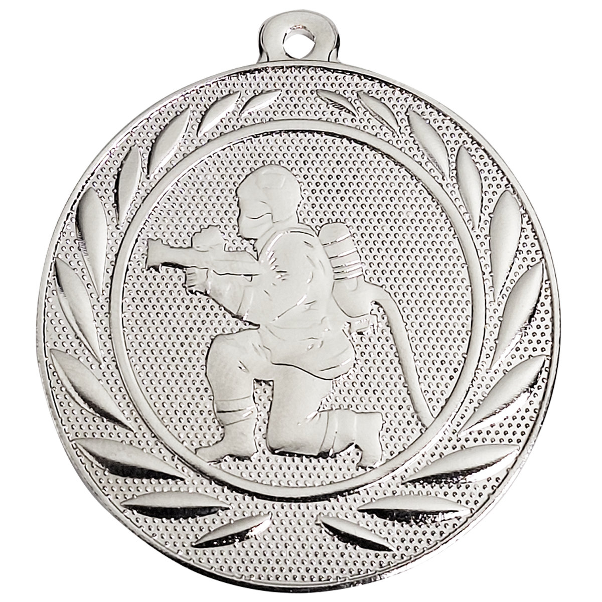Schützen-Medaille Schütze im Anschlag, 50 mm - Farbe: Silber