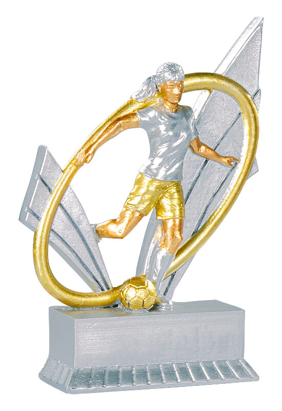 Trophäe Fußballspieler im goldenen Ring 12cm