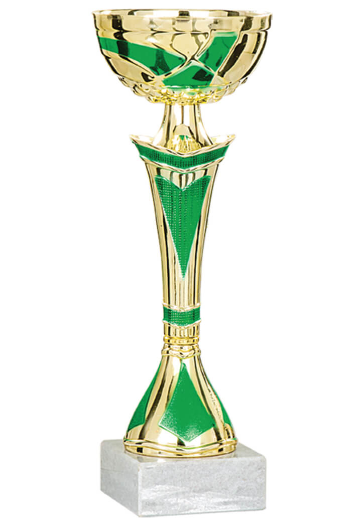 Pokal in Gold / Grün - Höhe: 22cm - Ø80