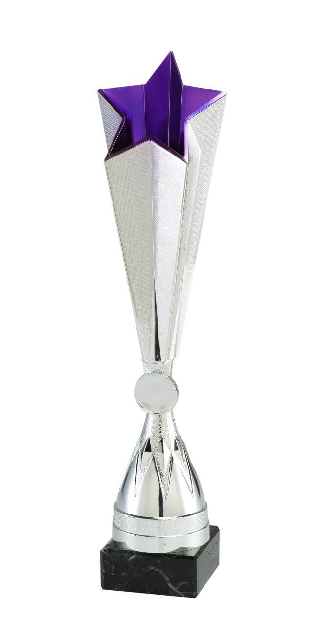 Pokal Stern in Lila & Silber - Höhe: 345mm