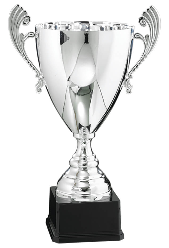 Pokal in Silber mit gedrehter Schale und Flügelhenkeln