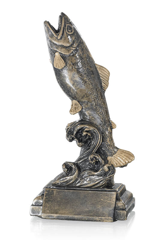 Trophäe springender Fisch auf Welle 22cm