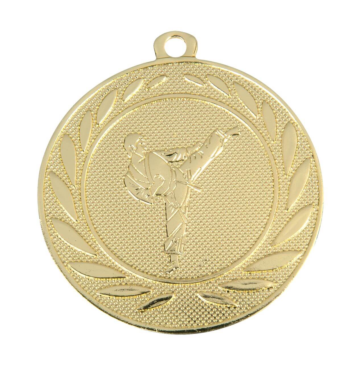 Karate-Medaille Kämpfer im Sprungtritt, 50 mm - Farbe: Gold