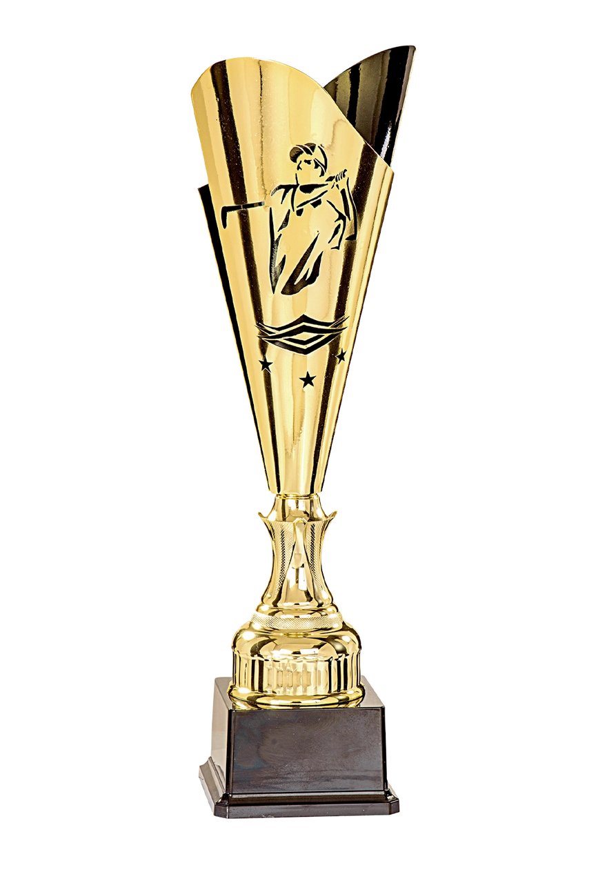 Kelchpokal in Gold mit Golfmotiv 43cm