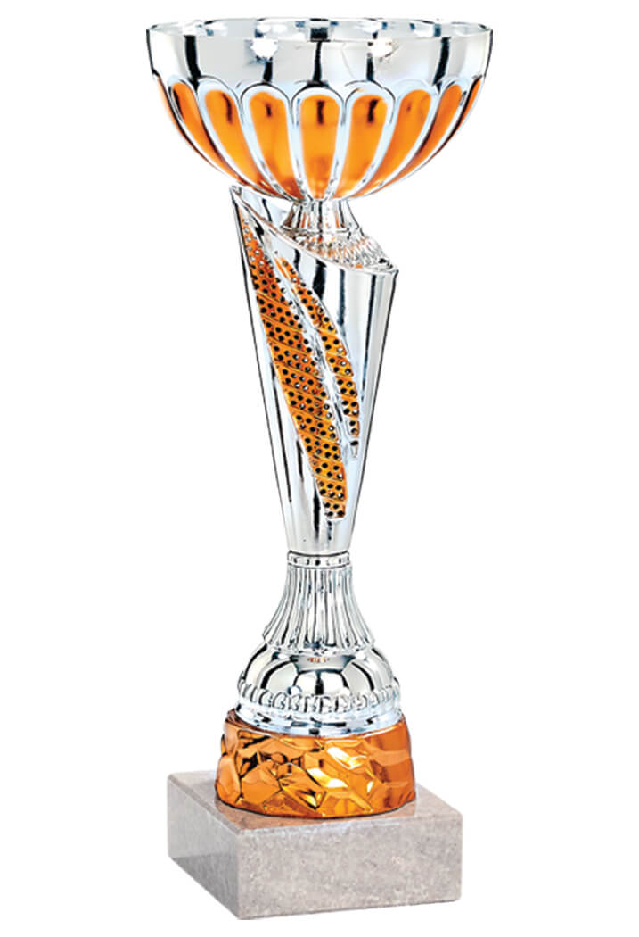 Pokal in Silber und Orange - Höhe: 25cm - Ø90