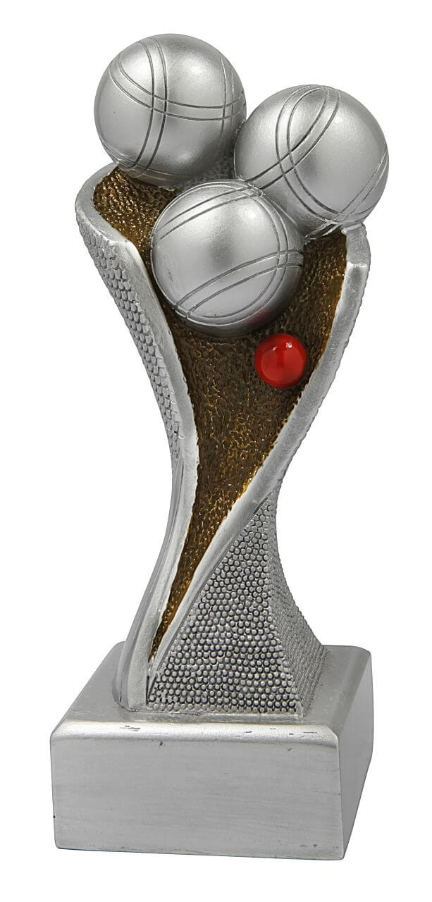 Boule-Trophäe drei Kugeln auf Säule - Höhe: 14,5 cm