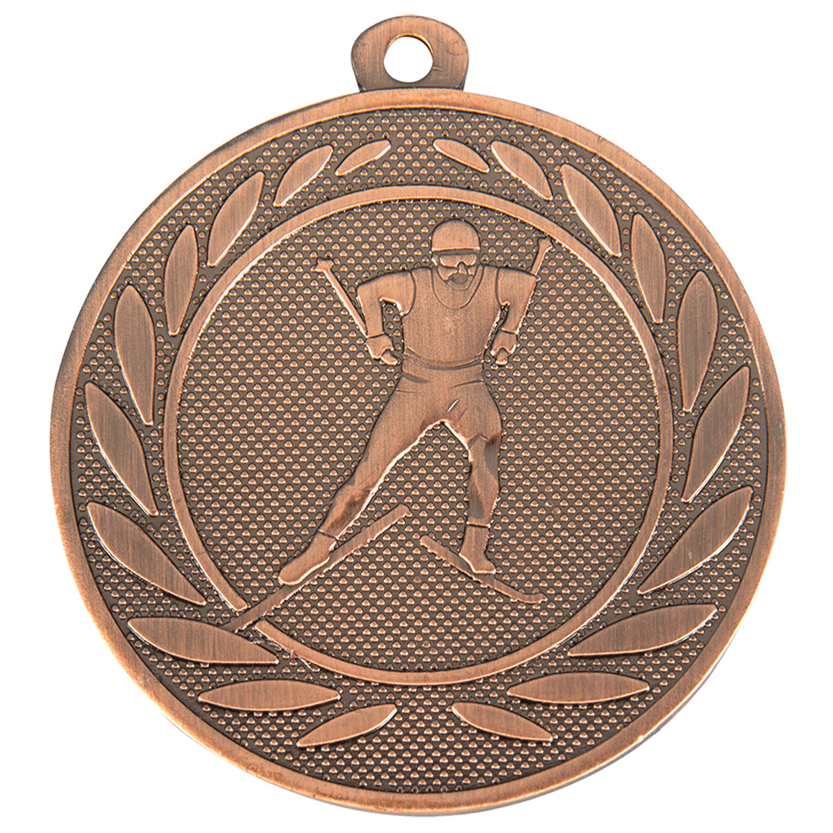 Skilanglauf-Medaille Läufer im Schritt, 50 mm - Farbe: Antik Bronze