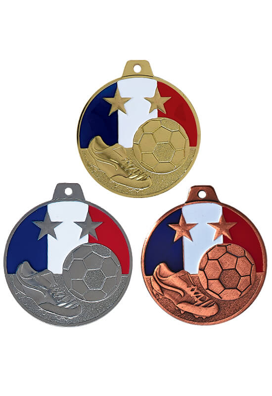 Medaille mit Sternen rot, weiß und blauem Akzent in 50mm  - Farbe: bronze
