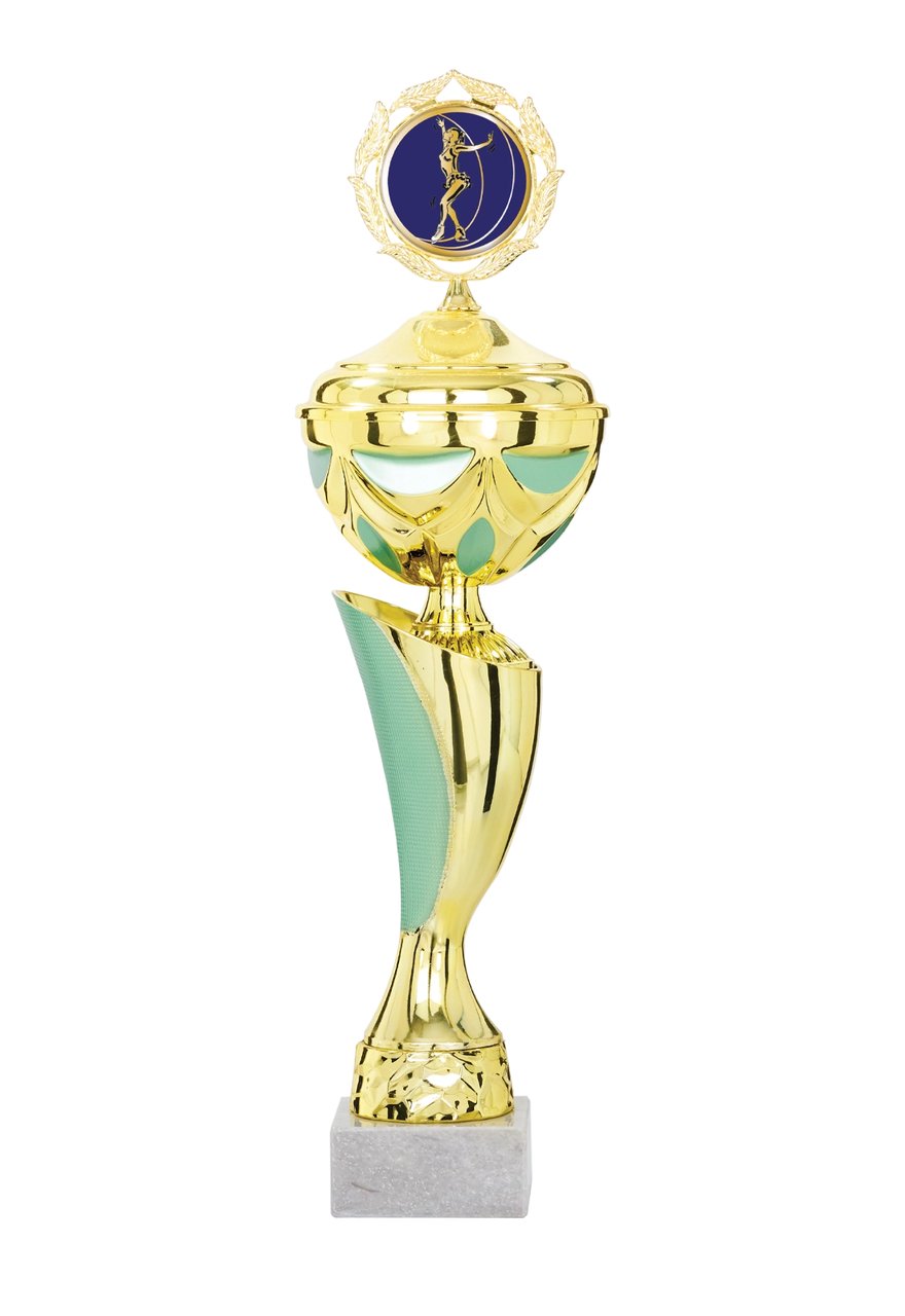 Pokal mit Deckel in Mintgrün - Höhe: 43cm