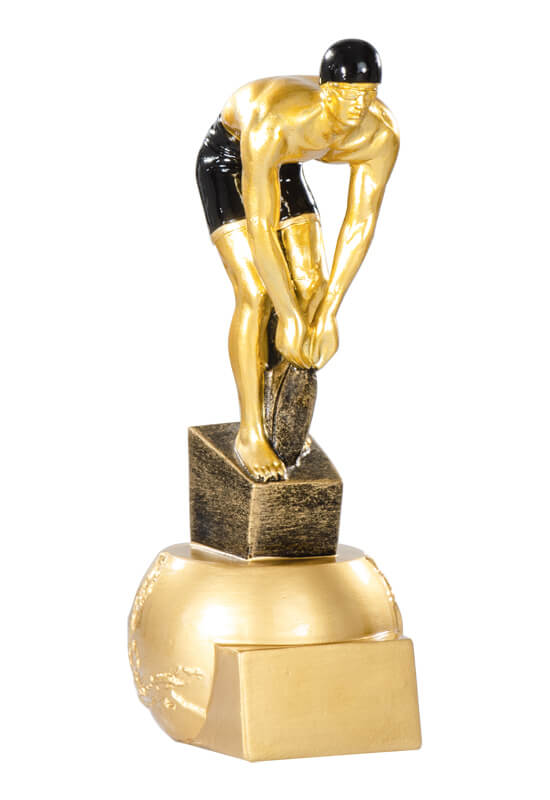 Trophäe Schwimmer am Startblock 20cm