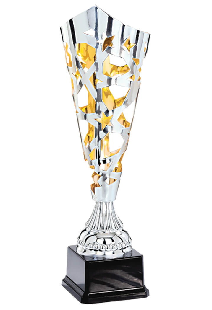 Hochwertiger Pokal in Silber / Gold auf großem Sockel in 3 Größen