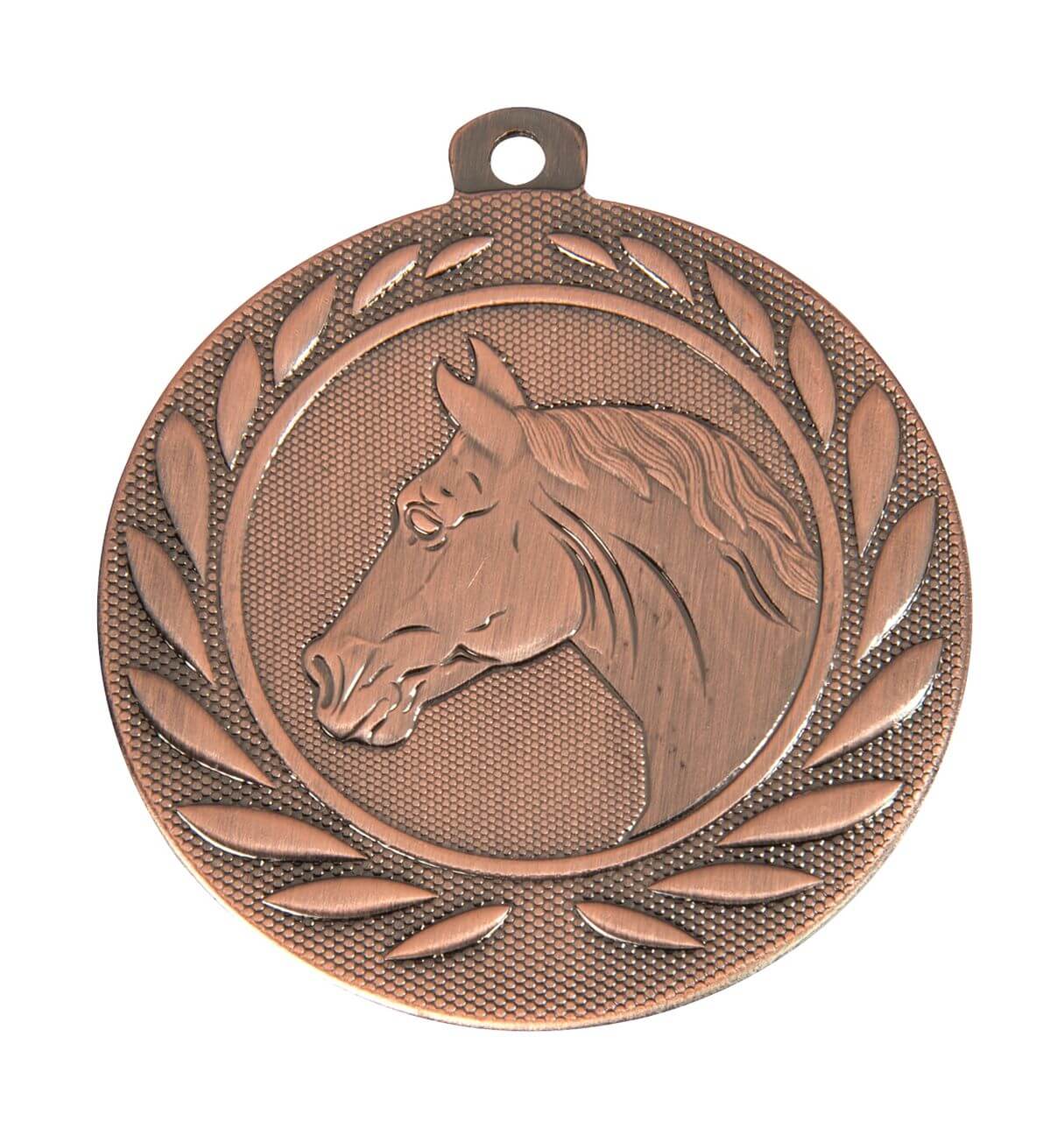 Reitsport-Medaille Pferdekopf im Lorbeerkranz, 50 mm - Farbe: Antik Bronze