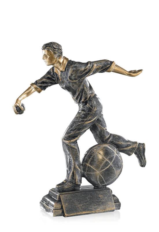 Trophäe Boulespieler im Wurf 24cm