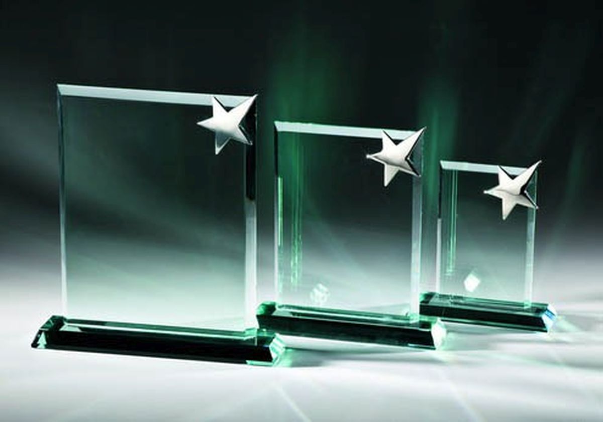 JADE-Glas Rechteck mit Stern - in 3 Größen