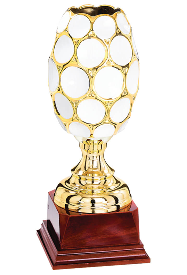 Pokal mit goldenem Wabennetz über hellem Korpus - Höhe: 36cm