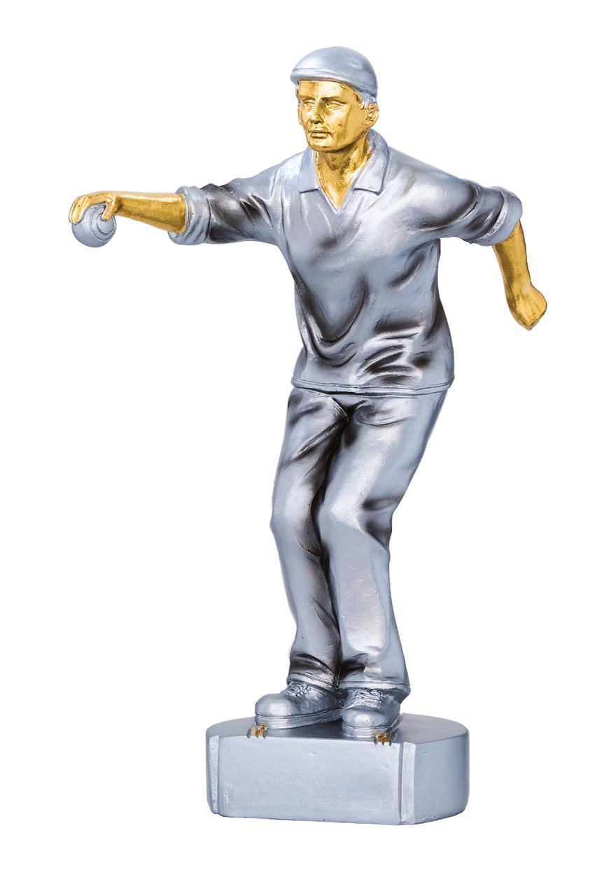Petanquetrophäe als Spielerfigur beim Wurf 20cm