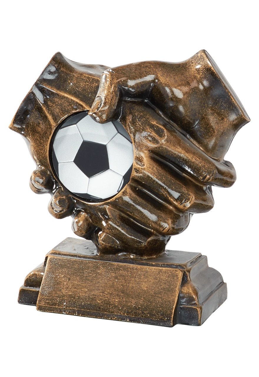 Trophäe Handschlag mit Fußball 15cm