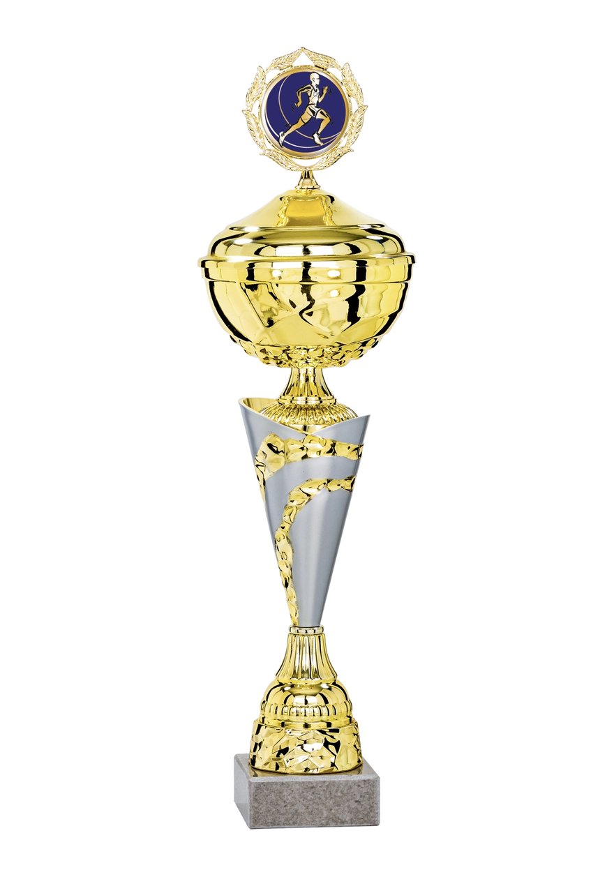 Pokal mit Deckel und Rankenwerk am Trichter - Höhe: 36cm
