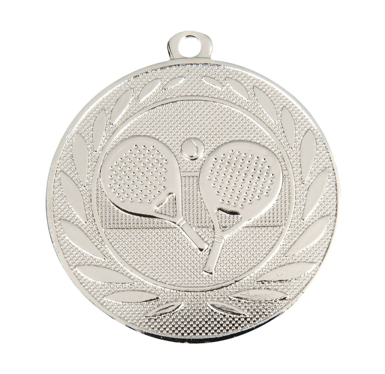 Padel-Medaille zwei Schläger und Ball, 50 mm - Farbe: Silber