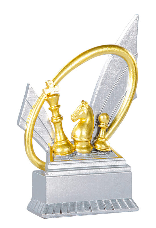 Trophäe Schachfiguren im Ring 12cm