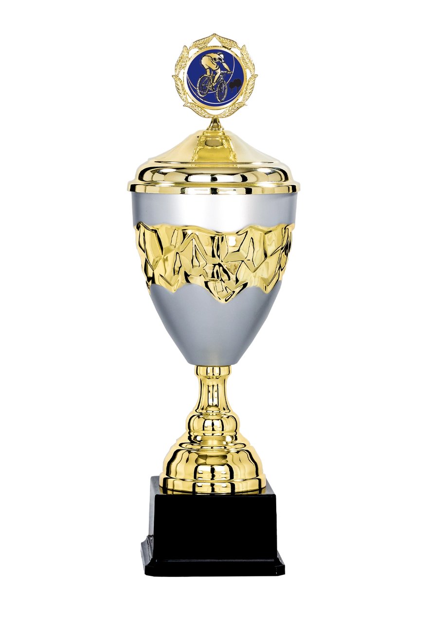Pokal mit Deckel und goldenem Schulterband - Höhe: 38cm