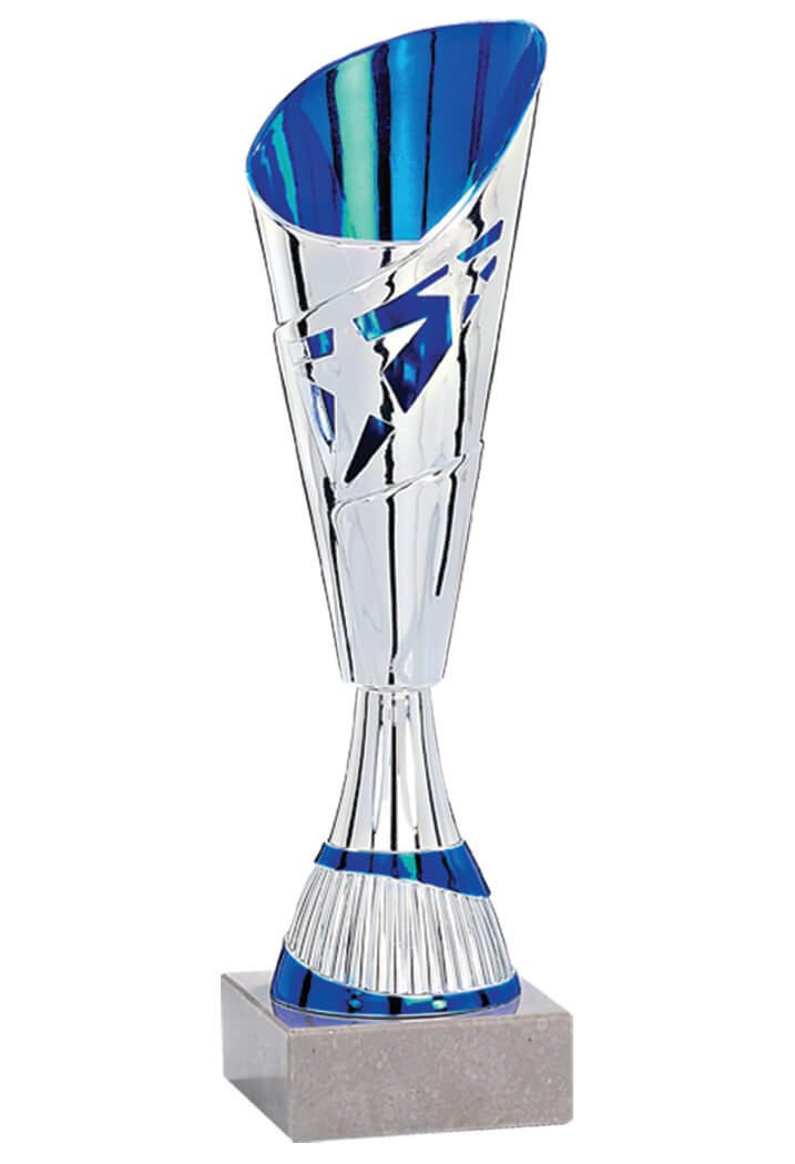 Pokal mit Sternmotiv in blau und silber in 3 Größen