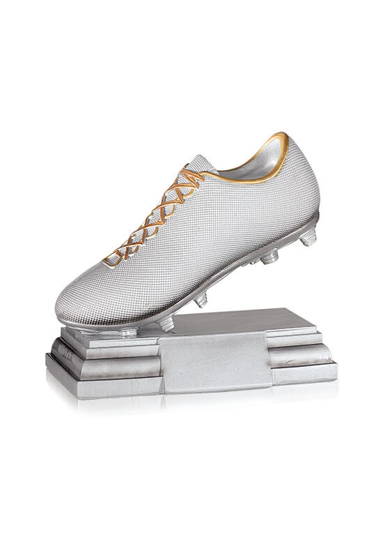 Trophäe Fußballschuh in Silber 17x19cm