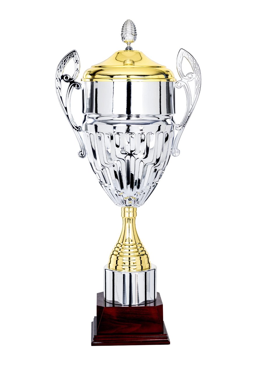 Pokal mit Deckel in Silber, bis 84cm hoch - Höhe: 80cm