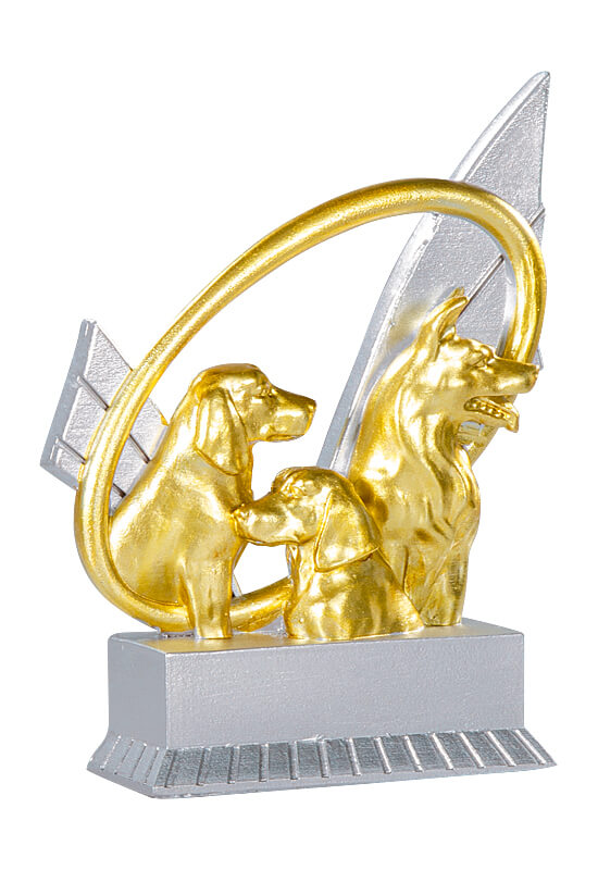 Trophäe zwei Hunde im Ring 12cm