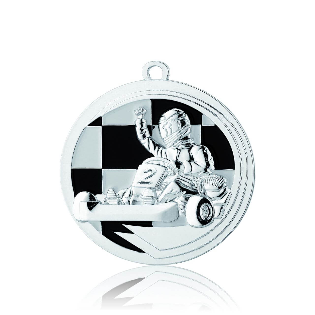 Medaille Go Kart 50mm  - Farbe: Silber