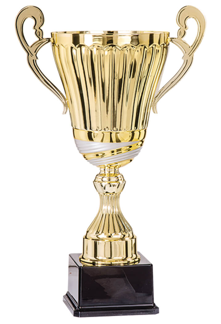 Pokal in Gold mit 220mm weiter Schale und Zierhenkeln