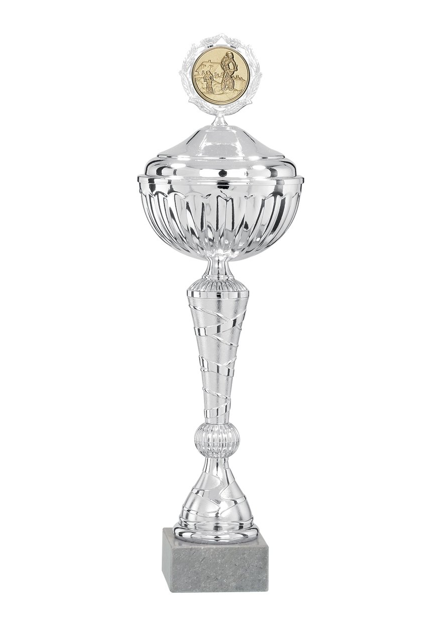 Pokal mit Deckel und geriffelter Schale - Höhe: 35cm