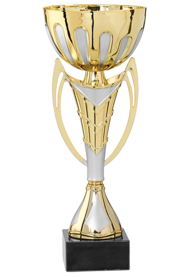 Pokal mit breiter Schale und offenen Henkeln