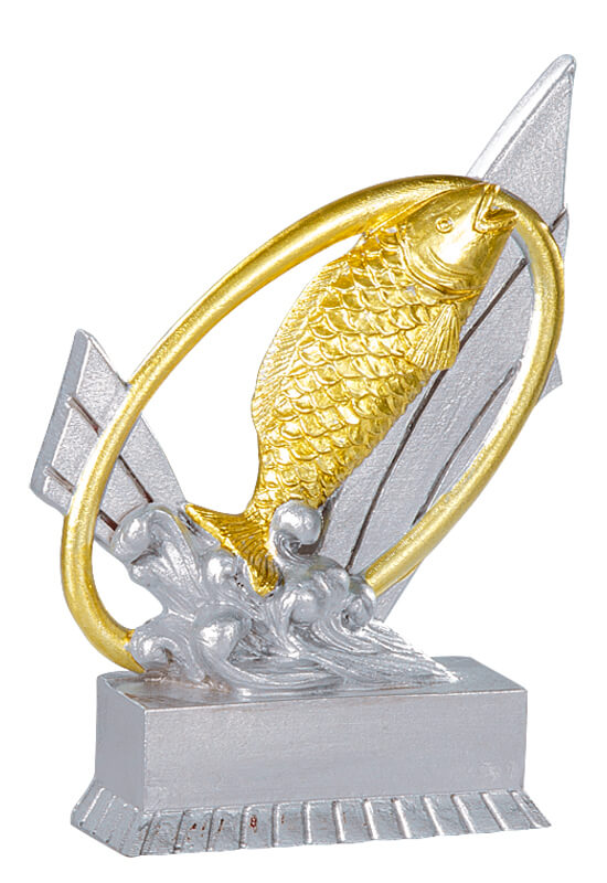 Trophäe springender Fisch im Ring 12cm