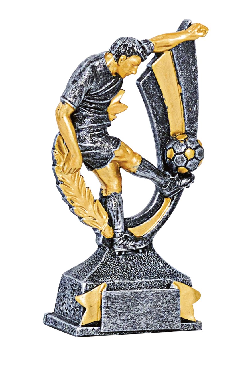 Trophäe Fußballspieler mit Lorbeer 14cm