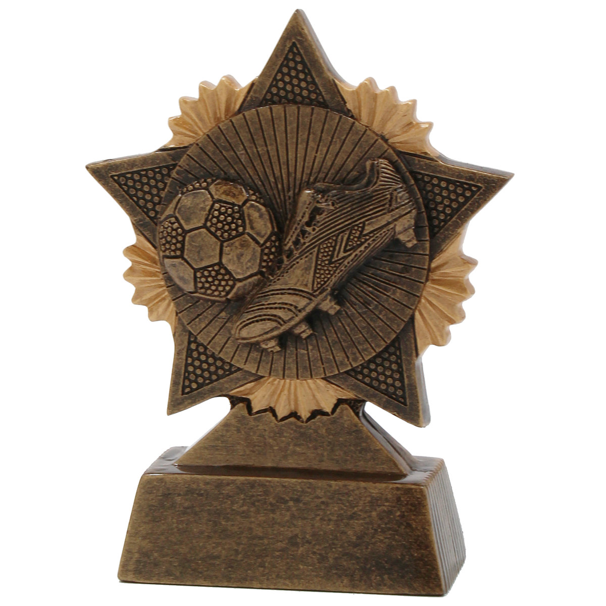 Fußball-Trophäe Stern mit Ball und Schuh, 11 cm