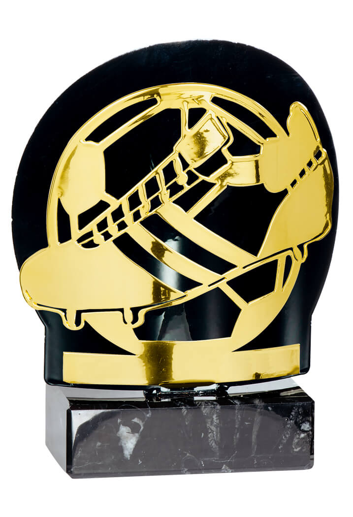 Trophäe Fußballrelief in Gold 18cm