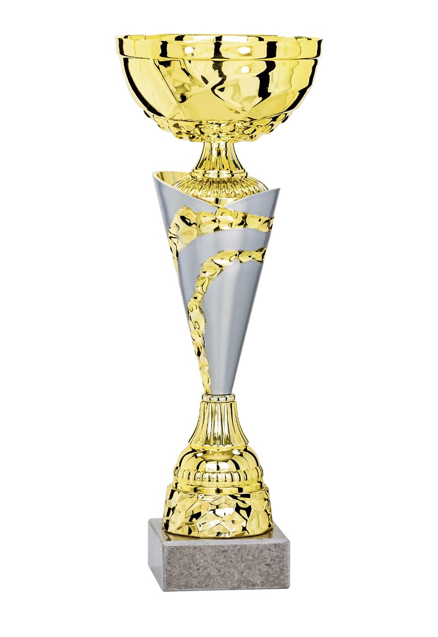 Pokal in Gold und Silber mit Rankenwerk am Trichter - Höhe: 38cm