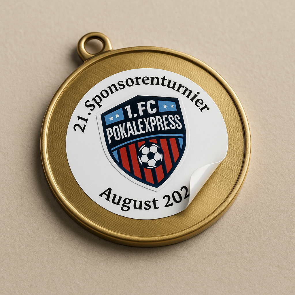 Bunte Logoaufkleber für Mediallenrückseiten Bunte Logoaufkleber für Mediallenrückseiten