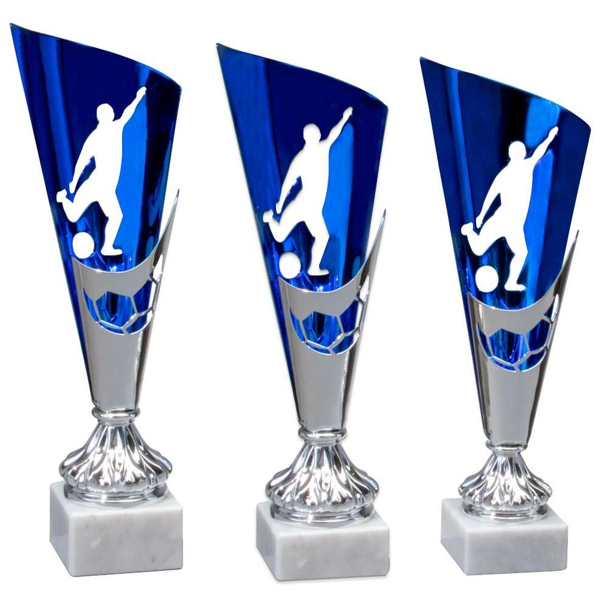 Pokal Soccer Silber/Blau - Größe: 322mm